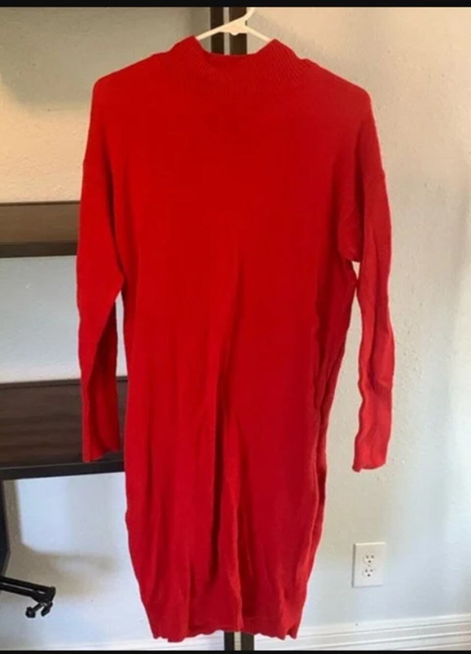 Abound RED sweaterdress Mock Turtleneck Long Sleeve ribbed hem drop shoulder XS